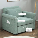 Poltrona Letto Singolo Schienale Regolabile 96x84,5x87,5 cm in Tessuto effetto Lino Verde