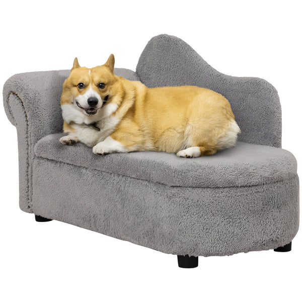 prezzo Divano per Cani e Gatti con Vano Contenitore 80x40x46 cm Rivestimento Vellutato Grigio Scuro