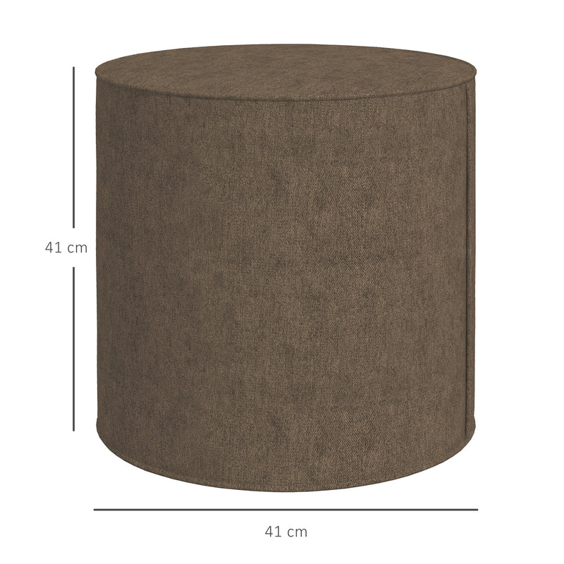 Pouf Poggiapiedi 41x41 cm Rivestimento Rimovibile Tessuto Effetto Lino Marrone 