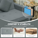 Divano Letto 3 Posti Clic Clac 196x90x89 cm con Schienale Reclinabile e 2 Cuscini Grigio   