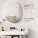 Specchio da Bagno 80x5x60 cm Illuminato a LED 3 Tonalità in Vetro Temperato Argento  