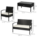 Set Salotto da Giardino in Rattan Sintetico Tavolino 2 Poltrone e Divano con Cuscini Nero 