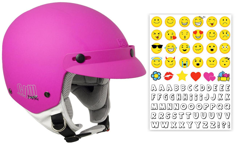 Casco Demi-Jet per Bambini con Frontino CGM Cuba Smile 204S Fucsia Opaco 