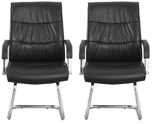 acquista Set 2 Sedie Poltrone Attesa da Ufficio in Similpelle Norwich Nera