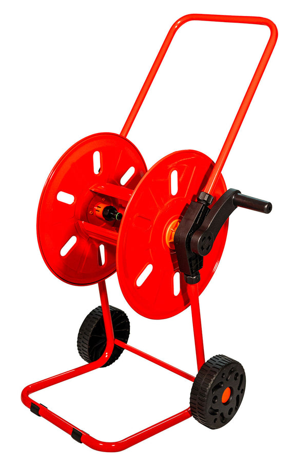 online Carrello Avvolgitubo Manuale con Ruote 50 mt Tubo Ø1/2” in Acciaio Verniciato Rosso Agrati