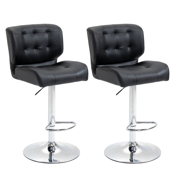 online Set 2 Sgabelli Imbottiti 50x55,5x93-114 cm in Similpelle Nero