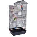 Gabbia Voliera Nera per Uccelli Volatili Pappagalli con 2 Aperture e Giocattoli