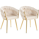 Set 2 Sedie per Sala da Pranzo e Ufficio in Velluto Beige Sedia Ergonomica