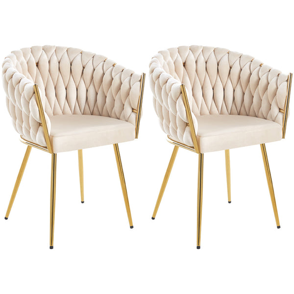 acquista Set 2 Sedie per Sala da Pranzo e Ufficio in Velluto Beige Sedia Ergonomica