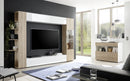 Parete Attrezzata Mobili Soggiorno Mobile TV Libreria Pensile e Mobile a Colonna TFT Akira 2 Bianco e Rovere