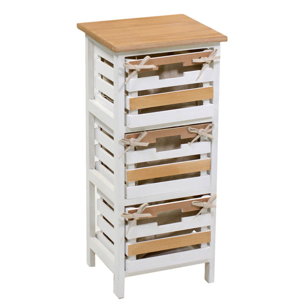 Cassettiera 3 Cassetti in Legno 30x27x66cm Matilda Noce Chiaro e Bianca acquista