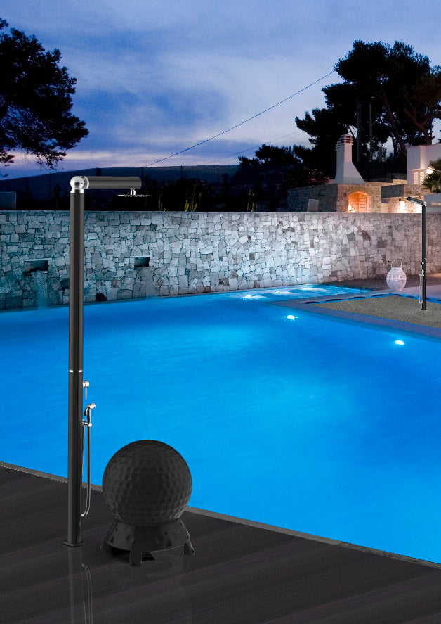 Doccia da Giardino Miscelatore Soffione e Doccetta Mobile Quick Alluminio Satinato