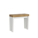 Consolle Allungabile 90-300x40x77 cm in Nobilitato Marrone e Bianco