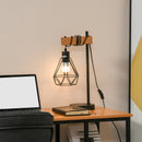Lampada da Comodino con Paralume in Metallo E14 25x15x48 cm Nera