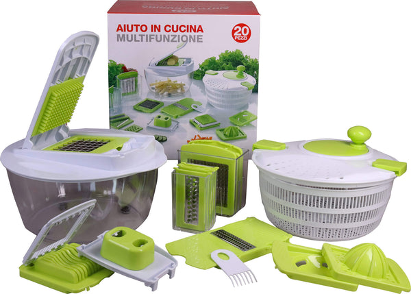 Set 20 Accessori Cucina Multifunzione Collection Bianco e Verde sconto