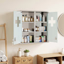 Armadietto dei Medicinali 46x12x48 cm con Serratura e Ante in Vetro Temperato in Acciaio Inox Argento      