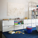 Contenitore scatola portagiochi 23x26x28 cm con coperchi leone gufo bimba razzo Blu