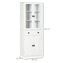 Credenza da Cucina Alta con 2 Armadietti e Cassetto 60x30x160 cm Bianco  