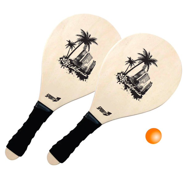 sconto Coppia di Racchettoni da Spiaggia in Legno 12 mm Chiaro