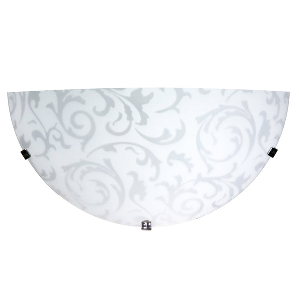 Applique 1xE27 Ganci Cromo Vetro Lastra Bianco Decorato Damasco E-Energy Michela sconto