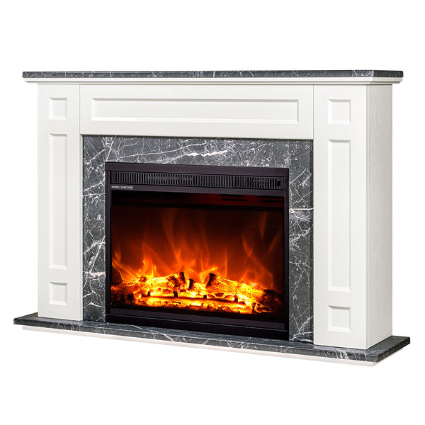 Camino Elettrico da Pavimento 78x115x27 cm Effetto Fiamma 1500W Frida & Lorance Ivory/dark gray sconto