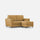 Divano 2 Posti con Pouf 152x155x85 cm Yasel in Tessuto Ocra