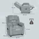 Poltrona Reclinabile 150° con Poggiapiedi Telecomando e Tasca Laterale 96x90x103 cm Effetto Velluto Grigio      