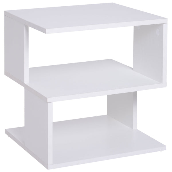 acquista Tavolino da Caffè 2 Ripiani Design Moderno Legno Bianco 40x40x43 cm
