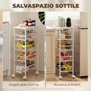 Carrello a 4 Ripiani 40x24x82 cm con Cestelli Estraibili in Metallo e Truciolato Bianco      