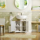 Mobile Sotto Lavabo Bagno 60x33x60 cm Base con Ante in MDF Bianco e Legno  