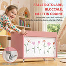 Baule Portagiochi per Bambini 3-8 Anni 50x30x33,5 cm con Ruote 34,5 L Capacità 15 kg in Truciolato Rosa      