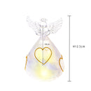 Set 2 Angeli Cuore con Led H12,5 cm in Vetro Oro