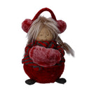 Pupazzo bambina tessuto rosso cm 16x16xh31