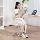 Sedia da Ufficio 45x56x78-88 cm con Schienale a Cuore in Velluto Teddy e Plastica Bianco  