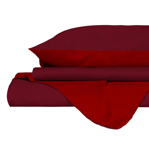 online Copripiumino con Sacco e Federe in Tinta Unita Double Face Linea Vera Bordeaux e Rosso