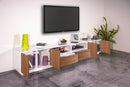 Mobile TV 4 Ante 2 Cassetti 260x41,4x46 cm Bloom Bianco Lucido e Noce