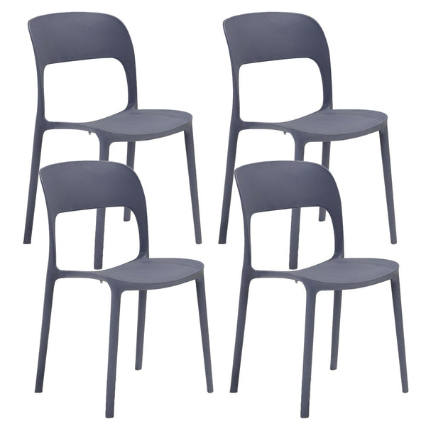Set 4 Sedie Impilabili 85x45x56 cm in Polipropilene e Fibra di Vetro Kate Grigio Asfalto acquista