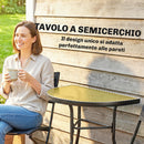 Set 3 Pezzi Bistrò con Tavolo Semicircolare 70x44x70 cm in Vetro Temperato e 2 Sedie Texteline Nero      