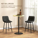 Set 2 Sgabelli da Cucina Stile Nordico 45x47x84 cm in Tessuto Effetto Velluto e Metallo Nero  