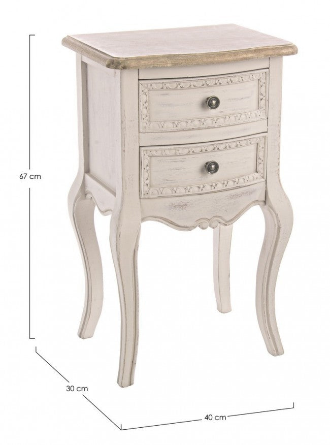 Comodino 2 Cassetti Clarisse in Legno