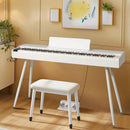 Tastiera Musicale Pianoforte Elettrico 88 Tasti Standard con 880 Timbri 600 Ritmi e Pedaliera Bianco      