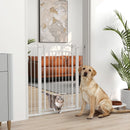 Cancelletto di Sicurezza con Estensioni 76-104 cm e Porta per Gatti Bianco   