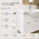 Mobile Bagno da Terra 101x34x88,5 cm con Lavabo Specchio con Pensile 81,5x19x103,5 cm e 3 Ante Bianco      