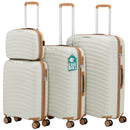 Set 4 Valigie Trolley Rigide con Beauty Case Resistente a Urti in Polipropilene Bianco Perla      