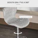Set 2 Sgabelli da Cucina da Bar Girevoli con Altezza Regolabile in Tessuto Grigio   