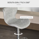 Set 2 Sgabelli da Cucina da Bar Girevoli con Altezza Regolabile in Tessuto Grigio   