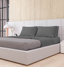 Set Lenzuola Matrimoniale Sopra Sotto e Federe Tinta Unita Fumo