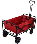 Carretto Carrello Pieghevole da Giardinaggio 89x48x59 cm in Metallo e Tessuto Rosso
