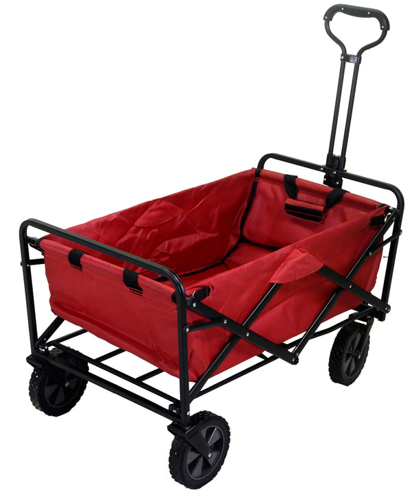 prezzo Carretto Carrello Pieghevole da Giardinaggio 89x48x59 cm in Metallo e Tessuto Rosso