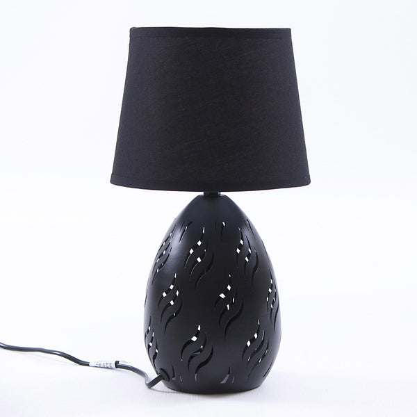 sconto Lampada da Tavolo Ø18xH31 cm in Metallo Bombata Nera